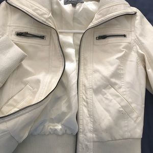 White faux leather fall jacket